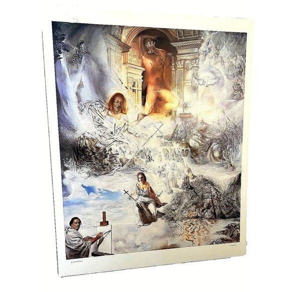 Salvador Dali Ecumenical CouncilReligious Print on Board 20.5" x 24" Vintage